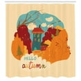 thumbnail image 3 of Ambesonne Autumn Shower Curtain, Fall Leaves Trees and House, 69"Wx84"L, Multicolor, 3 of 3