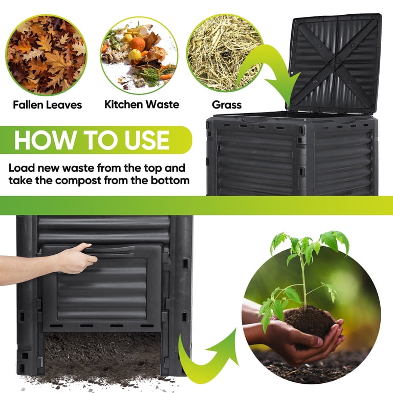 HomGarden 80 Gallon Tumbling Composter, Black photo 6