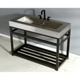 thumbnail image 3 of Kingston Brass KVSP4922A5 Kingston Commercial 49" Stainless Steel Console Sink with Steel Base (8-Inch, 3-Hole), Brushed/Oil Rubbed Bronze, 3 of 7