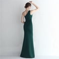 thumbnail image 4 of Vestido de satén ajustado de un solo hombro, largo, adelgazante, con cola de pez, para cenas de celebridades, para exhibiciones de modelos de autos de bodas, 4 of 5
