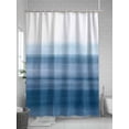 thumbnail image 5 of Fsddascl Haze Blue White Ombre Shower Curtain Set - 66" x 72" Washable Bathtub Curtain with 12 Hooks, Vintage Gradient Striped Aesthetics Waterproof Fabric Stall Shower Curtains for Bathroom/Bathtub, 5 of 6