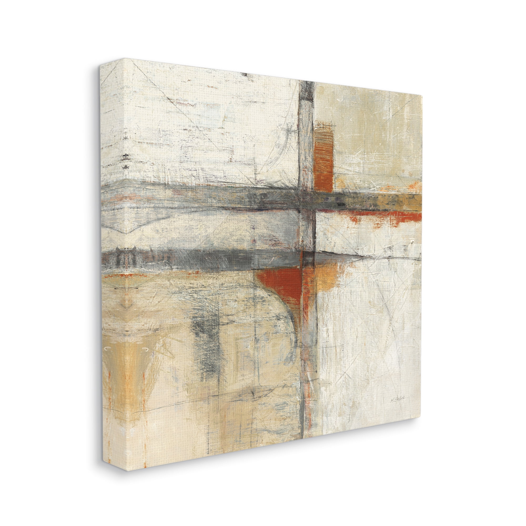 Stupell Industries Rustic Beige Abstraction Abstract Painting Gallery Wrapped Canvas Art Print Wall Art, 36 x 36
