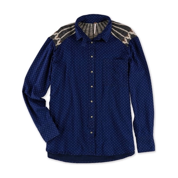 Free People - Camiseta con botones para mujer, color azul, pequeña