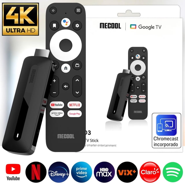 Android TV Stick 4K HDR, Convertidor a Smart TV 4GB RAM 32GB ROM | Asistente de Google y Chromecast incluido | Mecool KD3 Mecool KD3