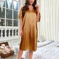 thumbnail image 2 of XIAONU Womens Satin Nightgown V-Neck Flutter Sleeve Nightdress Elegant Relaxing Daily Cozy Sleepwear Set, 2 of 4