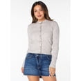 thumbnail image 5 of Celebrity Pink Women's and Women's Plus Mockneck Button Front Cardigan, Sizes XS-4X, 5 of 14