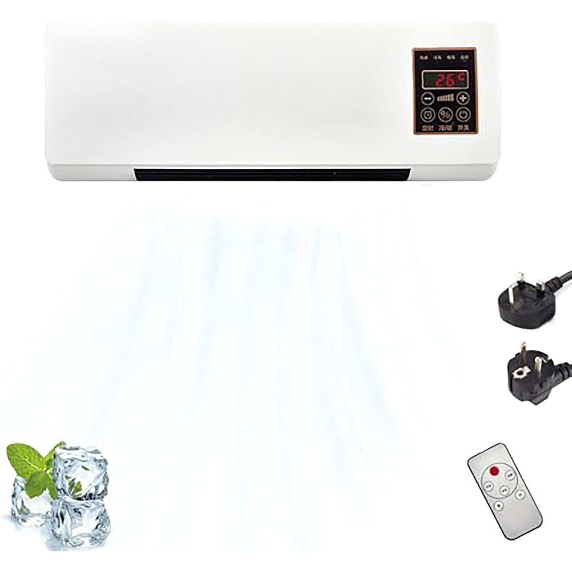 1800W Ductless Portable AC 2-in-1 Fan Unit, Wall Mounted Air Conditioner and Heater Combo, No Window Needed, PTC Fast Heating & Natural Airflow for Bedroom, Garage, RV, Camper(White)