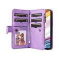 thumbnail image 2 of Multifunctional Case for Motorola Moto G60,Card Slots[RFID Blocking],Durable Flip Folio Kickstand Magnetic Closure Leather Zipper Wallet Wrist Strap Shockproof Case for Motorola Moto G60, Purple, 2 of 12