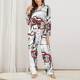thumbnail image 2 of Fuzoiu Monkey Print Women's Long-Sleeved Pajama,Lounge Button Down Nightwear,Womens Notch Collar Pajama Set-XX-Large, 2 of 7