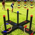 thumbnail image 2 of Wooden Hoop Toss Game Set With 6 Double Sphere Circlets 4 Challenge Modes Includes Carry Bag For Inside Family Entertain, 2 of 7