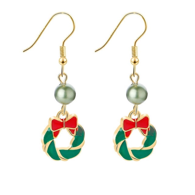 Fiudx Cristal, Elegante, Modal y Gota, Cómodo y Inoxidable, Ideal Como Regalo Navideño, Joyería Festiva para Mujer, Ideal para Fiestas Navideñas, Incluye 1 Par.