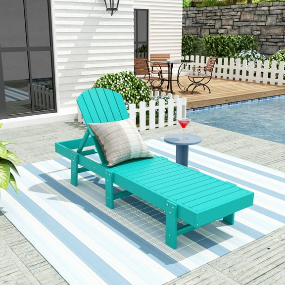 WestinTrends Classic Adirondack Poly Reclining Chaise Lounge, Turquoise