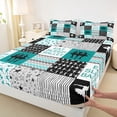 thumbnail image 3 of Homewish Eat Sleep Ballet Twin Sheet Sets for Kids, Chic Stripes Lines Twin Fitted Sheet, Green Buffalo Patchwork Flat Sheet, Breathable Home Decor, 3 Pieces, 3 of 7