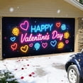 thumbnail image 5 of YaoZQ Happy Valentine's Day Garage Banner, Glowing Neon Light Style Sign Background, Durable Polyester Hanging Prop for Indoor Outdoor Holiday Party Decor, 157.5x70.9 inch, 5 of 6