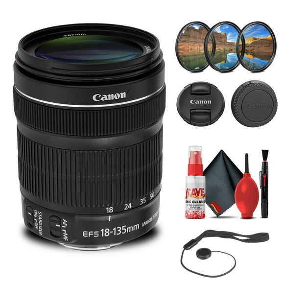 Canon EF-S 18-135mm F3.5-5.6 IS STM Lens (International Version) + 64 Go Extreme Pro Card + Filter Kit + Cleaning Kit (International Model)