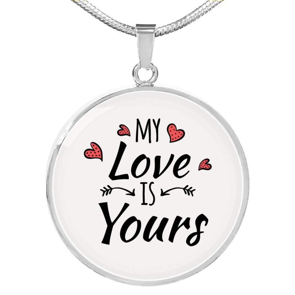 Express Your Love Gifts Be Mine Circle Pendant Necklace Stainless Steel or 18k Gold 18-22