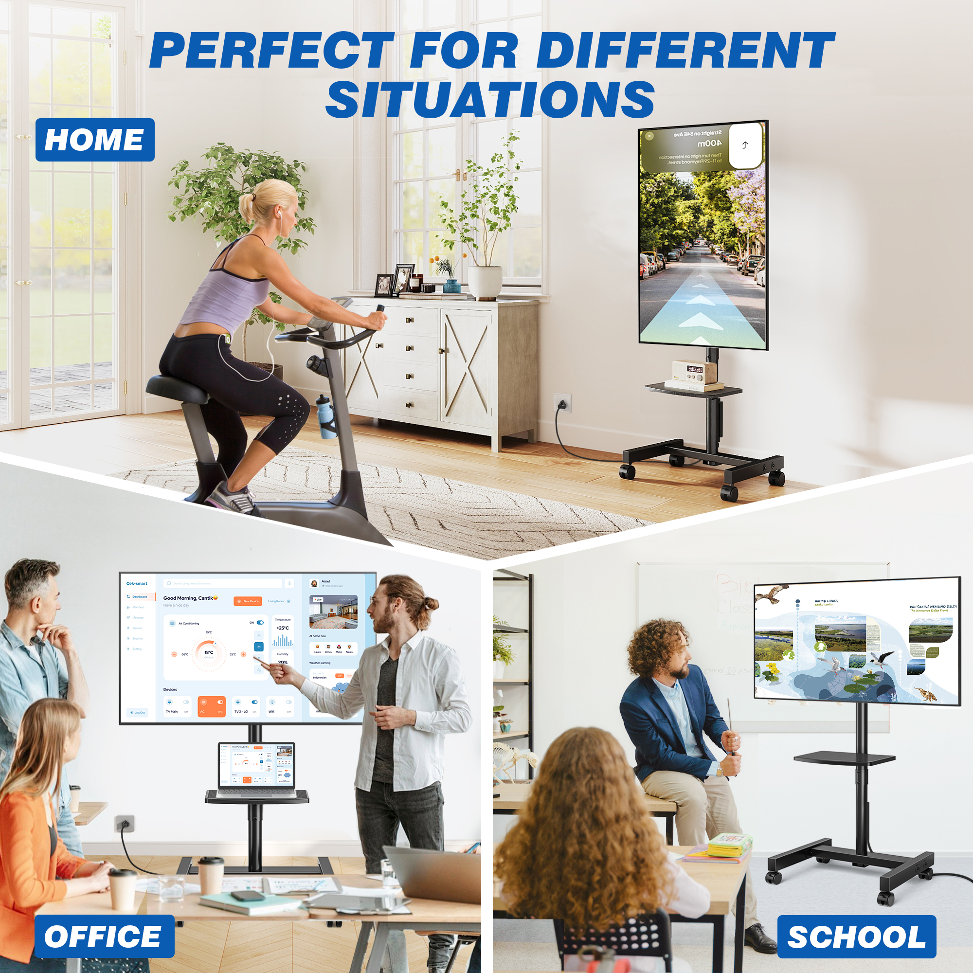 RTVR Rolling Mobile TV Stand for 13-50" TVs photo 8