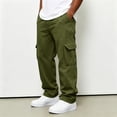 thumbnail image 2 of Nestiefly Cargo Sweatpants for Men Straight Wide Leg Baggy Pants High Rise Elastic Jogger Sweatpant Stretch Trouser with Pockets Z-Army Green 2XL, 2 of 8
