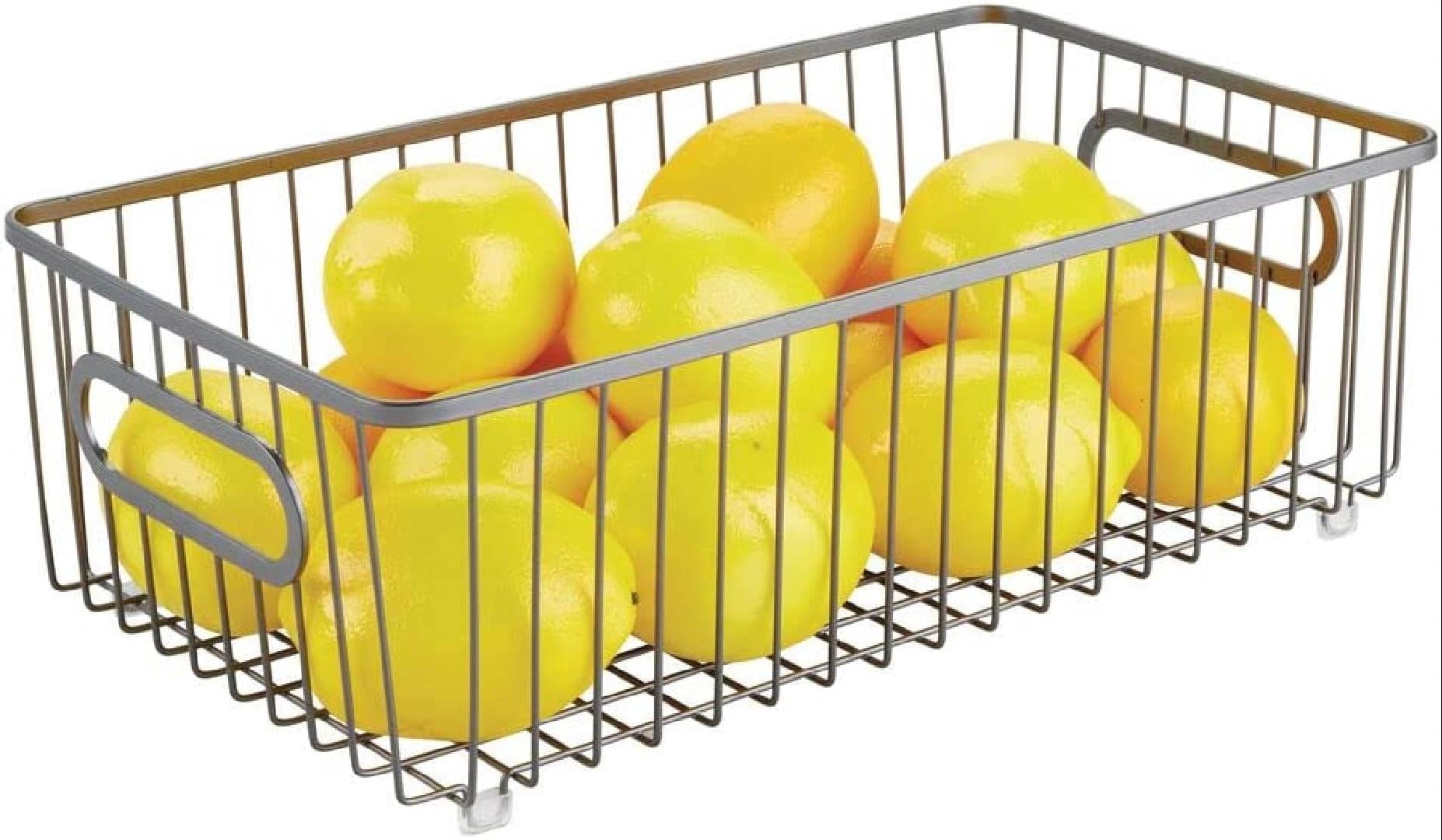 Metal Farmhouse Kitchen Pantry Food Storage Organizer Basket Bin Wire