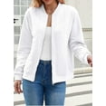 thumbnail image 2 of Women'S Zip Up Cardigan Sweater Hoodies Long Sleeve Jacket Outfits Crewneck Casual Coat White S, 2 of 8