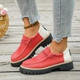 thumbnail image 2 of Pandaie Womens Loafers Chunky Platform Casual Slip on Boat Shoes Lightweight Office Business Work Dress Oxfords for Walking Driving Red 9.5, 2 of 8