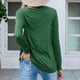 thumbnail image 4 of Blusa con retales con purpurina, cuello redondo, lentejuelas, manga larga, holgada, informal, suave, túnica para mujer, verde S, 4 of 6