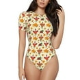 thumbnail image 1 of Balery Thanksgiving Turkeys Body de cuello redondo de manga corta para mujer Tops de manga corta Tops básicos-X-Large, 1 of 7