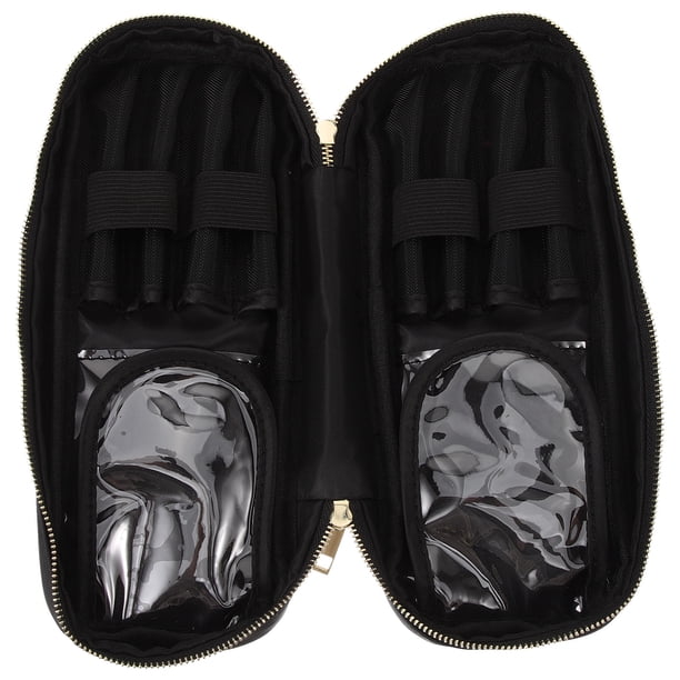 unbranded Estuche Organizador Negro Para Brochas De Maquillaje De Tela Oxford Con Cierre Para Viaje
