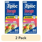(2 pack) Ziploc® Brand Food Storage Slider Gallon Bags, Power Shield™ Technology, Expandable Bottom, 60 Count