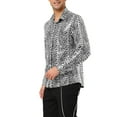 thumbnail image 5 of MODA NOVA Big & Tall Men's Leopard Print Button Down Long Sleeve Shirt Black White Leopard XL, 5 of 5