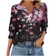 thumbnail image 2 of Xdegoge Blouses for Women Dressy Casual 3/4 Sleeve Floral Printed Shirt V Neck Loose Fit Business Tops Summer Outfits Tunic Fashion Tee Shirts Online Order History Returns Online Orders, 2 of 6