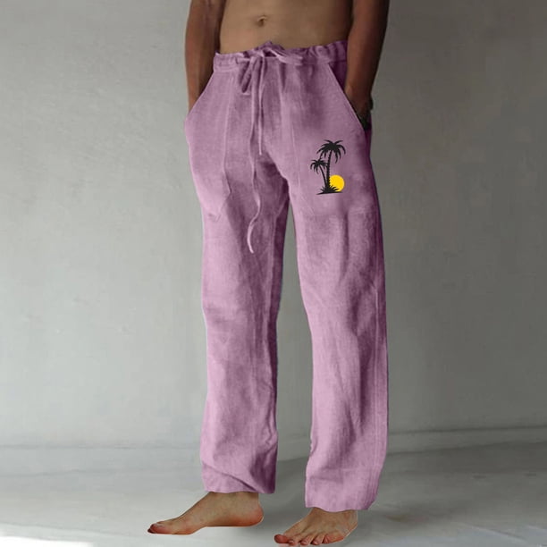 Puntoco Pantalones casuales largos para hombre, pantalones casuales con estampado de moda para hombre, cintura elástica con bolsillos, pantalones deportivos