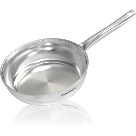 SUNHOUSE 8 Inch Stainless Steel Frying Pan, 18/10 Stainless Steel Pan, Stay Cool Handle