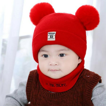 Baby Hats Winter clearance - New Autumn Winter Christmas Hat Baby Boys Girls Hat Warm Windproof Hat + Scarf