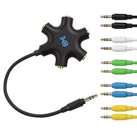 Cable Matters Black 5-Way Headphone Splitter with 5-Pack Audio