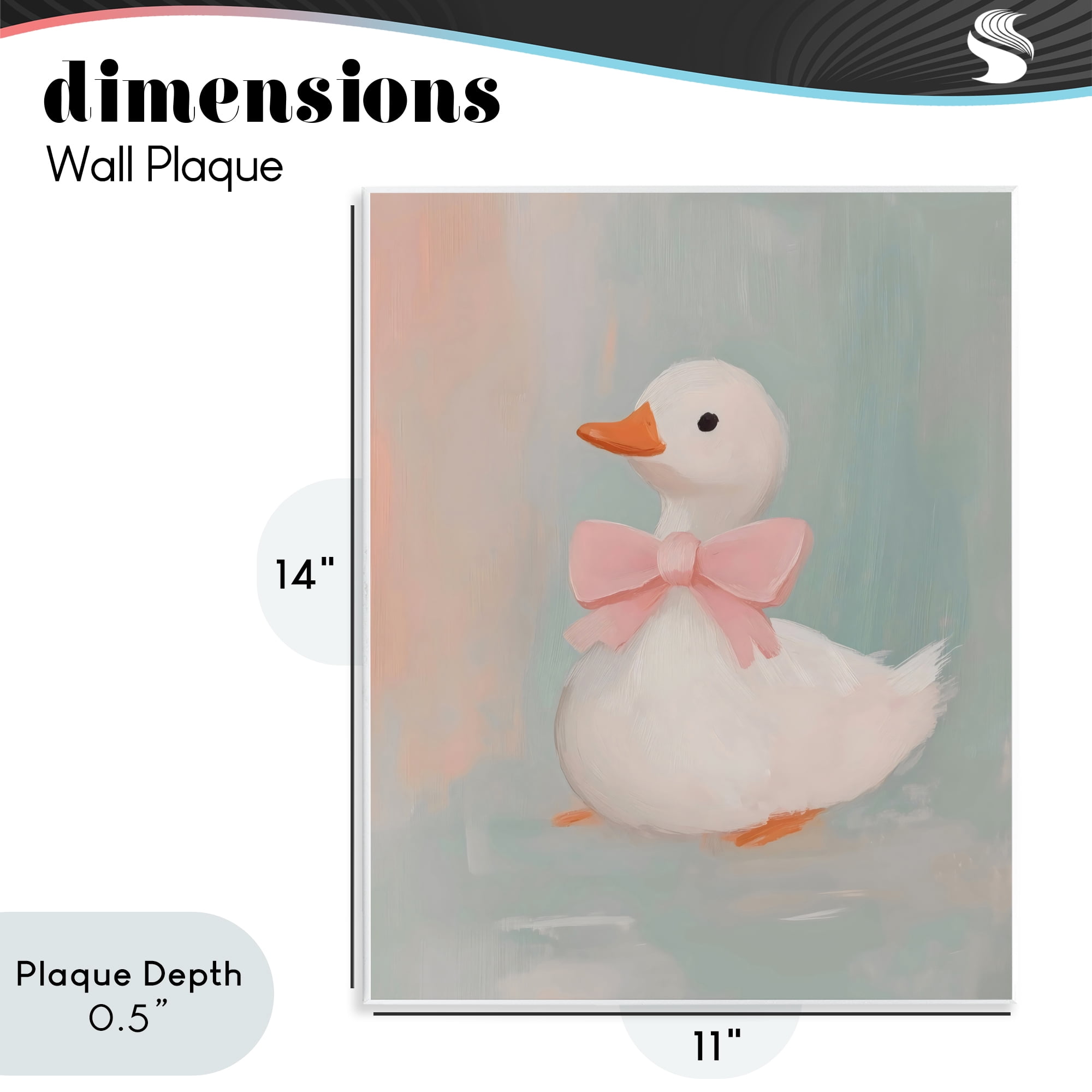 Stupell Industries Duckling Portrait with Bow Wall Plaque Art, design by The Prints Vibe