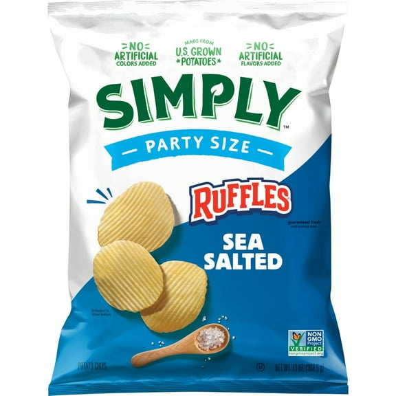 Ruffles Simply Potato Chips Sea Salted 13 Oz - Pack of 2
