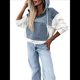 thumbnail image 1 of Sudadera con Capucha y Media Cremallera de Mezclilla para Mujer, Chaquetas y Tops de Mezclilla L, 1 of 8