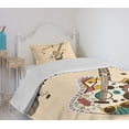 thumbnail image 4 of Ambesonne Guitar Quilted Bedspread Set 2 Pcs, Abstract Funk Instrument, Twin Size, Sand Brown Multicolor, 4 of 6