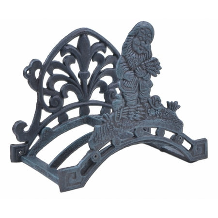 Garden Hose Holder Gnome Holding Wheat Verdigris Cast Iron Garden Hose Holder Gnome Holding Wheat Verdigris Cast Iron 10 25 Wide