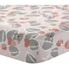 Lambs & Ivy Calypso Cotton Fitted Crib Sheet - Pink, Gray, White, Animals