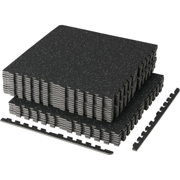 Mikolo Puzzle Exercise Mats, 0.56" Thick 48 Sqft 12pcs Rubber Top High Density EVA Foam Home Gym Floor Mats