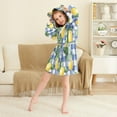 thumbnail image 3 of FORMRS Niños Bathrobe Unisex Hooded Robe Soft Plush Pajamas Sleepwear, Size 2-3T, Blue Plaid Lemon, 3 of 7