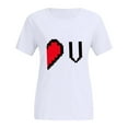 thumbnail image 5 of T-shirts Assortis pour Couple de la Saint-Valentin Mode Manches Courtes Imprimé Cœur Design Ample Blouses Col Rond T-Shirt Confortable Doux Tenue de Vacances pour Mari Femme Blanc G, 5 of 5