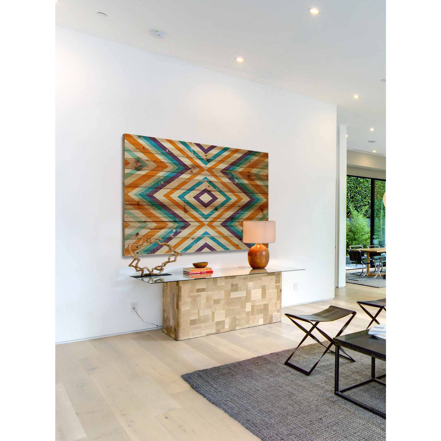 Marmont Hill - "Orange Lines" Painting Art Print On Natural Pine Wood, 36.0" x 1.5"