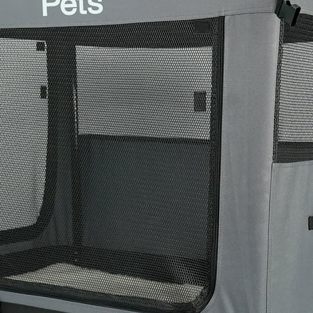 Ashfield & Harkness: Collapsible Soft Dog Crate - 42 - Gray, Sherpa Lined Mat, Durable Mesh Windows, Portable Foldable Pet Kennel, Indoor & Outdoor