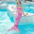 thumbnail image 4 of Girls' Toddler Swimsuits Bathing Suits Baby Sleeveless Slip Colorful Gradient Mermaid Bikinis Set Tail Fish Scale Set Girl's Rash Guard 8-9 T, 4 of 9