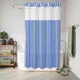 thumbnail image 6 of No Hook Shower Curtain, Navy Blue Stripe Shower Curtains for Bathroom with See Through Top Window, Modern White Vertical Striped Geometric Waterproof & Washable Bath Curtain Narrow 54"x78", 6 of 9