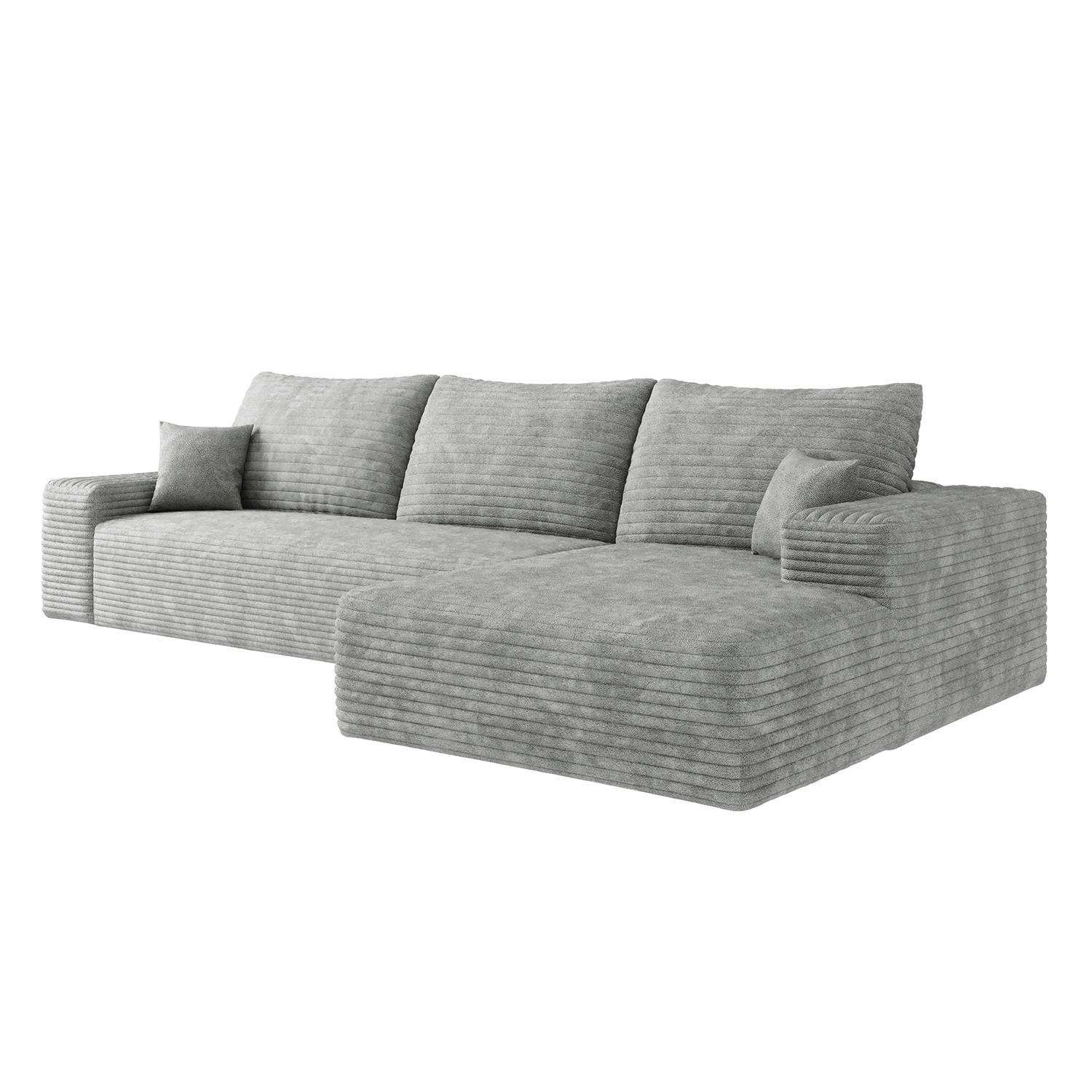 Demi Bonn Modern 107" Cloud Sectional Sofa, L-Shape Chaise, Deep Seat Modular Couch for Living Room & Bedroom, No Assembly Needed, Gray
