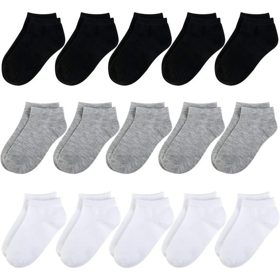 15 Pcs Kids Socks for Boys Girls Half Cushion Low Cut Athletic Ankle Socks Multi01 6-8 Years